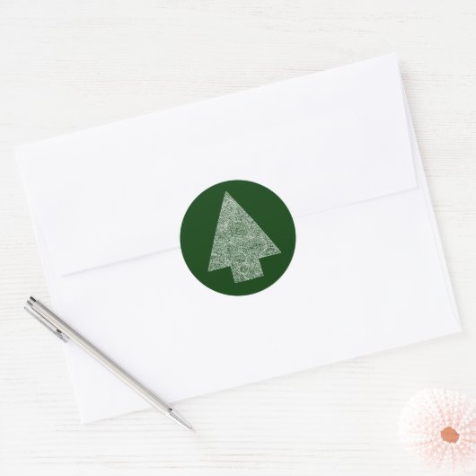 Sticker Rond Modern Christmas Tree (Enveloppe)