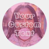 Sticker Rond Modern Custom Photo Text Retro Pink (Devant)