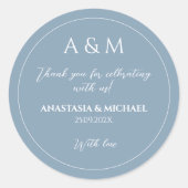 Sticker Rond Modern dusty blue minimalist wedding (Devant)