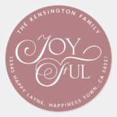 Sticker Rond Modern Dusty Rose Joyful Holiday Adresse de retour (Devant)