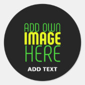 STICKER ROND MODERN EDITABLE CUTE BLACK IMAGE TEXT TEMPLATE BAG (Devant)