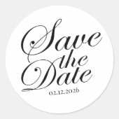 Sticker Rond Modern Elegant Custom Save The Date | Black Text (Devant)