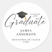 Sticker Rond Modern Elegant Script Graduation (Devant)