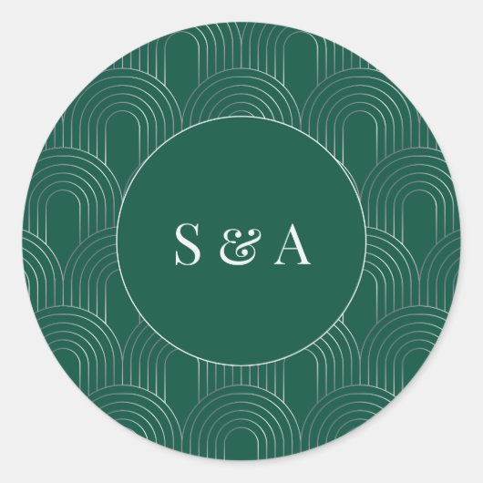 Sticker Rond Modern Emerald Green & Silver Arch (Devant)