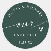 Sticker Rond Modern Emerald Our Favorite Wedding Treat Bag (Devant)