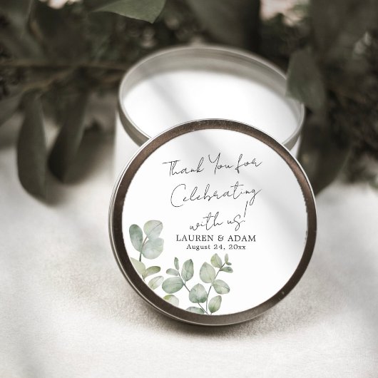 Sticker Rond Modern Eucalyptus Wedding Favor