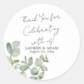 Sticker Rond Modern Eucalyptus Wedding Favor (Devant)