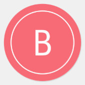 Sticker Rond Modern Festive Red Monogram Christmas Envelope (Devant)