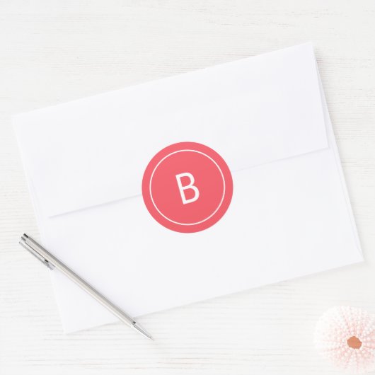 Sticker Rond Modern Festive Red Monogram Christmas Envelope (Enveloppe)