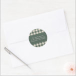 Sticker Rond Modern Forest Green Plaid Christmas Adresse de ret<br><div class="desc">Forêt moderne Vert Plaid Rustique Noël Vacances Retour Adresse Sticker Rond Classique</div>