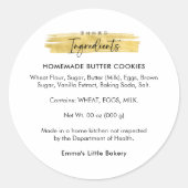 Sticker Rond Modern Gold Brush Stroke Bakery Ingredient Product (Devant)