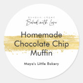 Sticker Rond Modern Gold Brush Stroke Bakery Product (Devant)