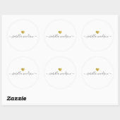 Sticker Rond Modern Gold Heart Script Name  (Feuille)