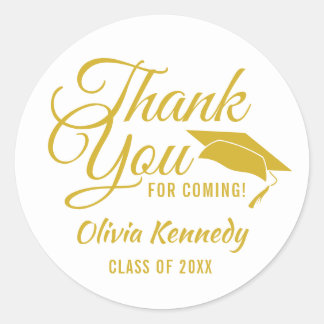 Sticker Rond Modern Gold  Thank You Graduation Party Favor