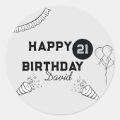 Sticker Rond Modern Grey Joyeux Anniversaire Toute année person (Devant)