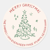 Sticker Rond Modern Hand Drawn Holiday Return Address Envelope (Devant)