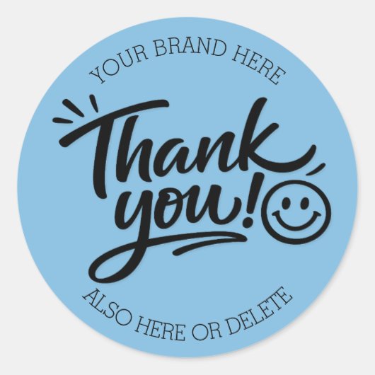 Sticker Rond Modern Hand-Lettered “Thank You!” with Smiley (Devant)