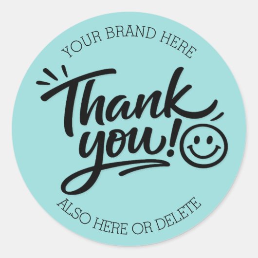 Sticker Rond Modern Hand-Lettered “Thank You!” with Smiley (Devant)