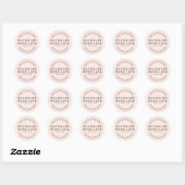 Sticker Rond Modern handmade with love blush pink thank you (Feuille)