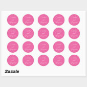 Sticker Rond Modern Handwriting Script Wedding Name Hot Pink (Feuille)