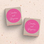 Sticker Rond Modern Handwriting Script Wedding Name Hot Pink<br><div class="desc">Stylish Modern Handwriting Script Wedding Names Classic Round Sticker in Hot Pink</div>