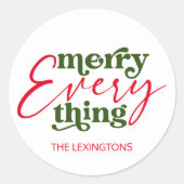 Sticker Rond Modern Holiday Minimalist Merry Everything (Devant)