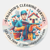 Sticker Rond Modern House Cleaning Maid Service Housekeeping (Devant)