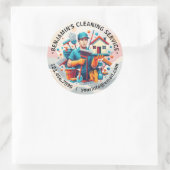 Sticker Rond Modern House Cleaning Maid Service Housekeeping (Sac)