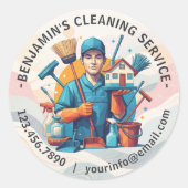 Sticker Rond Modern House Cleaning Maid Service Housekeeping (Devant)
