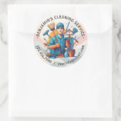 Sticker Rond Modern House Cleaning Maid Service Housekeeping (Sac)