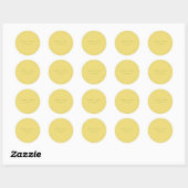 Sticker Rond Modern Lemon Yellow Bride Groom Names Wedding (Feuille)