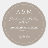 Sticker Rond Modern light brown minimalist wedding (Devant)