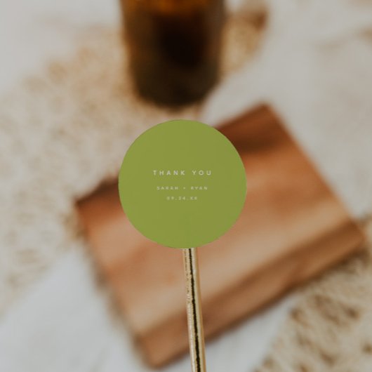 Sticker Rond Modern Lime Green "Thank You" Custom Wedding