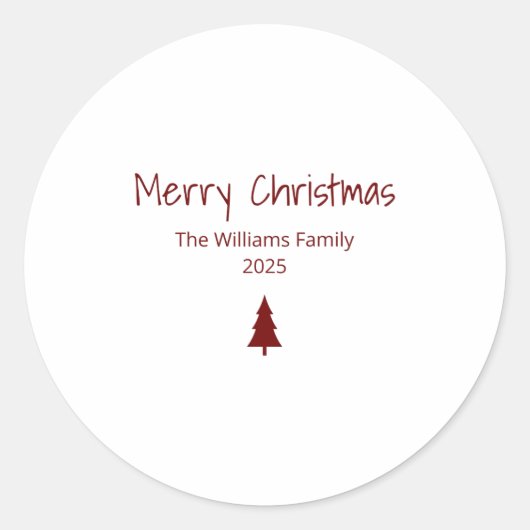 Sticker Rond Modern Merry Christmas Simple Evergreen Tree (Devant)