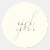 Sticker Rond Modern Minimal Elegant Script Monogram Wedding (Devant)