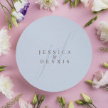 Sticker Rond Modern Minimal Elegant Script Monogram Wedding<br><div class="desc">Modern Minimal Elegant Script Monogram Wedding Classic Round Sticker Add a touch of elegance to your wedding with these modern, minimalist, and elegant script monogram classic round stickers. Crafted in classic light blue and Roman Coffee colors, these stickers are perfect for sealing invitations, favor bags, or adding a personalized touch...</div>