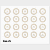 Sticker Rond Modern Minimal Gold Stripes Monogram (Feuille)