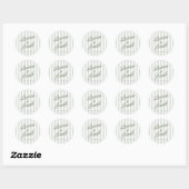 Sticker Rond Modern Minimal Minimalist Green Stripes Wedding (Feuille)