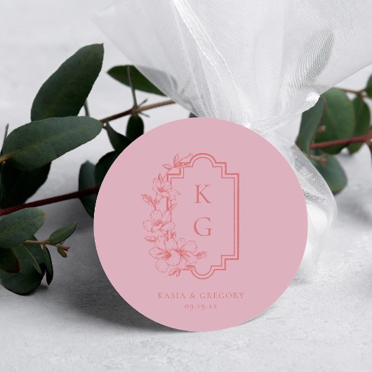 Sticker Rond Modern Minimal | Wedding Monogram