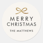 Sticker Rond Modern Minimalist Bow Faux Foil Christmas (Devant)