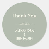 Sticker Rond Modern Minimalist Wedding | Sage Green Timeless (Devant)