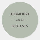 Sticker Rond Modern Minimalist Wedding | Sage Green Timeless  (Devant)