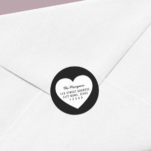 Sticker Rond Modern Minimalist White Heart Adresse de retour