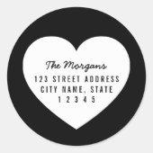 Sticker Rond Modern Minimalist White Heart Adresse de retour (Devant)