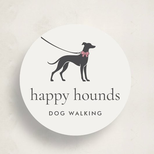 Sticker Rond Modern Neutral Dog Walker Logo