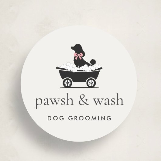 Sticker Rond Modern Neutral Mobile Dog Groomer Logo 