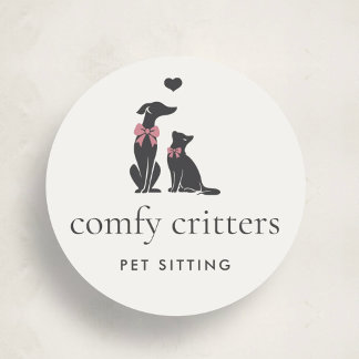 Sticker Rond Modern Neutral Pet Sitter Logo