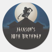 Sticker Rond Modern Ninja Silhouette Birthday Party (Devant)