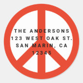 Sticker Rond Modern Peace Love Christmas Holiday Adresse de ret (Devant)