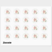 Sticker Rond Modern Peony or Bouquet Botanique Adresse de retou (Feuille)